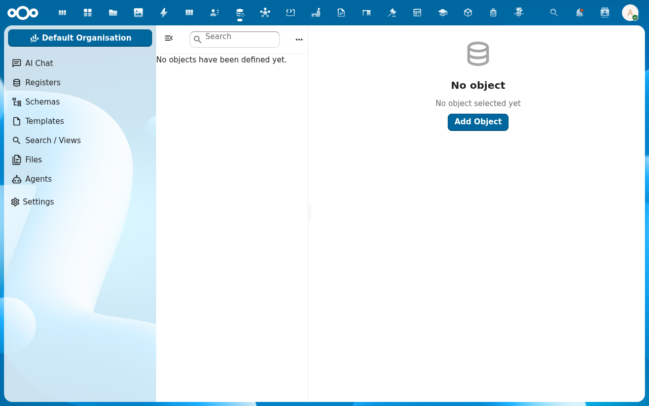 Register Objects tab with new row
