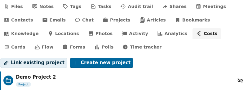 cospend integration tab active in the OpenRegister integrations view