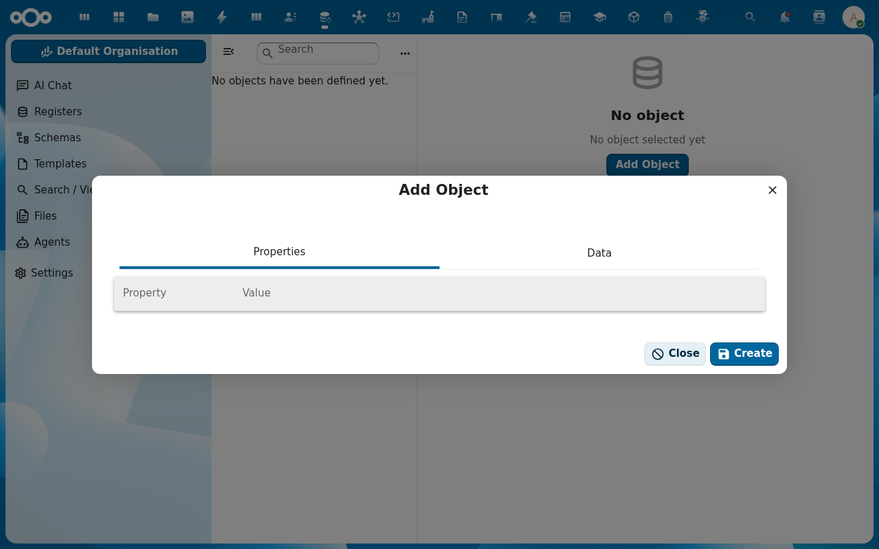 Schema-driven object create form